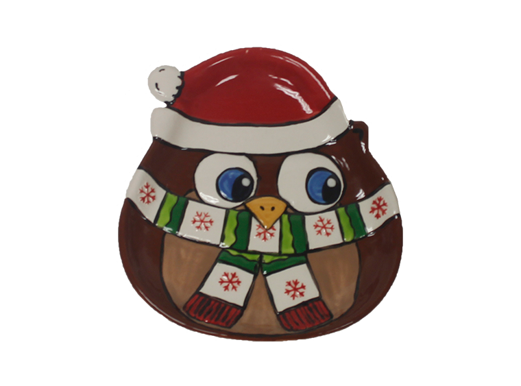 Bisque Santa Owl Dish (Case of 12)