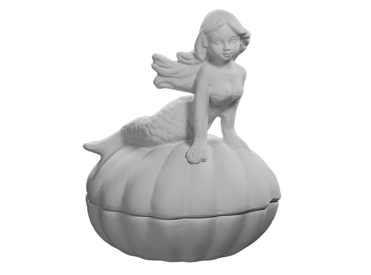 Bisque Mermaid Shell Box (Case of 4)