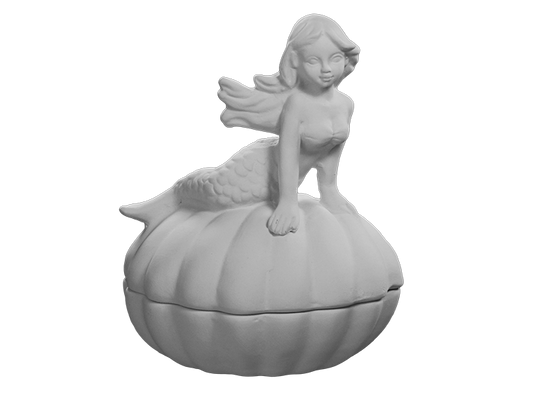 Bisque Mermaid Shell Box (Case of 4)