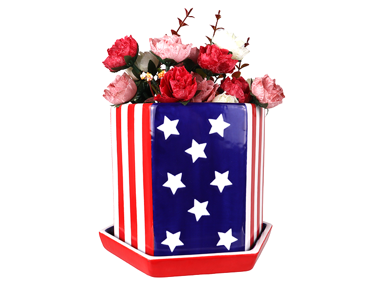 Bisque Hexagon Planter W/ Tray (Case of 2)