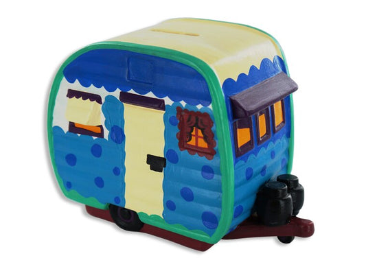 Bisque Retro Camper Bank (Case of 2)