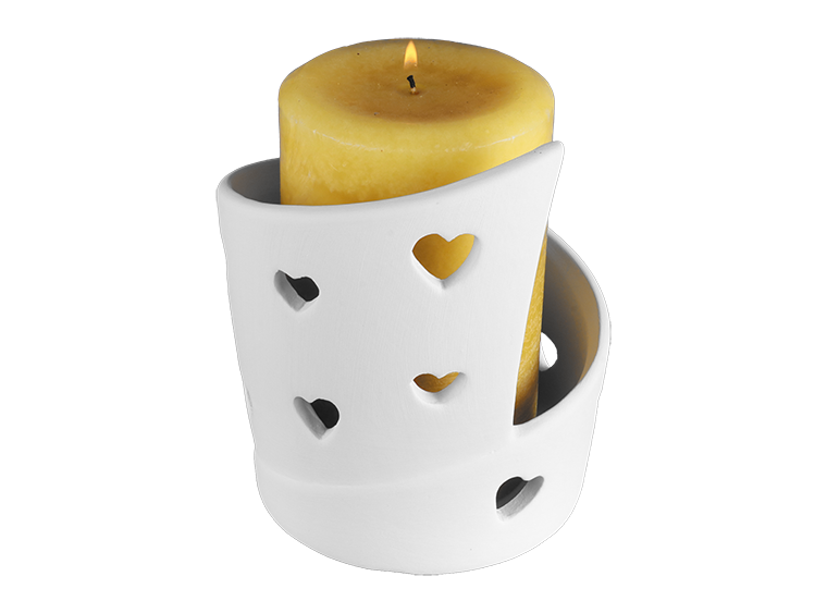 Bisque Cutout Heart Candle Wrap (Case of 4)