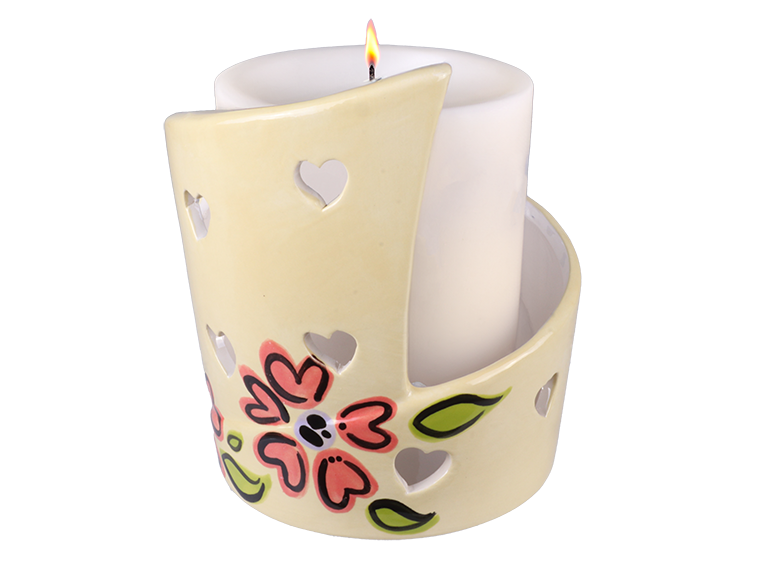 Bisque Cutout Heart Candle Wrap (Case of 4)