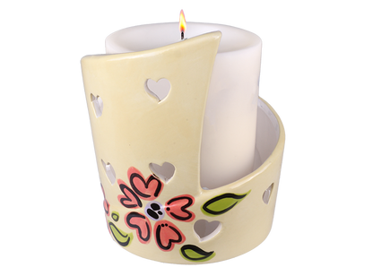 Bisque Cutout Heart Candle Wrap (Case of 4)