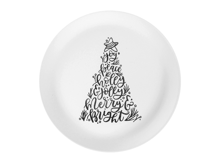 Bisque Christmas Tree Words Plate (Case of 6)