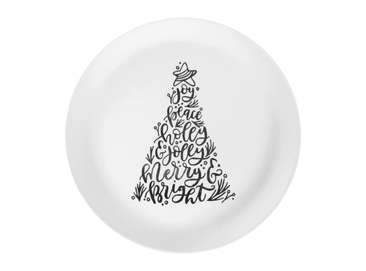 Bisque Christmas Tree Words Plate (Case of 6)