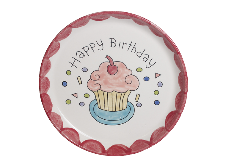 Bisque Happy Birthday Plate (Case of 6)