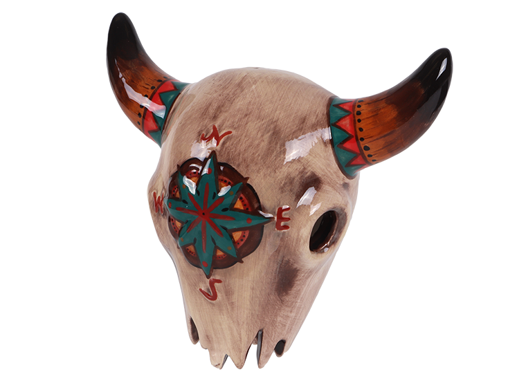 Bisque Mounted Cow Skull Plaque (Case of 6)