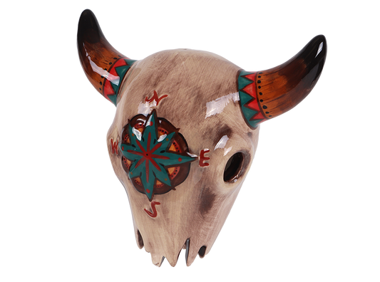 Bisque Mounted Cow Skull Plaque (Case of 6)
