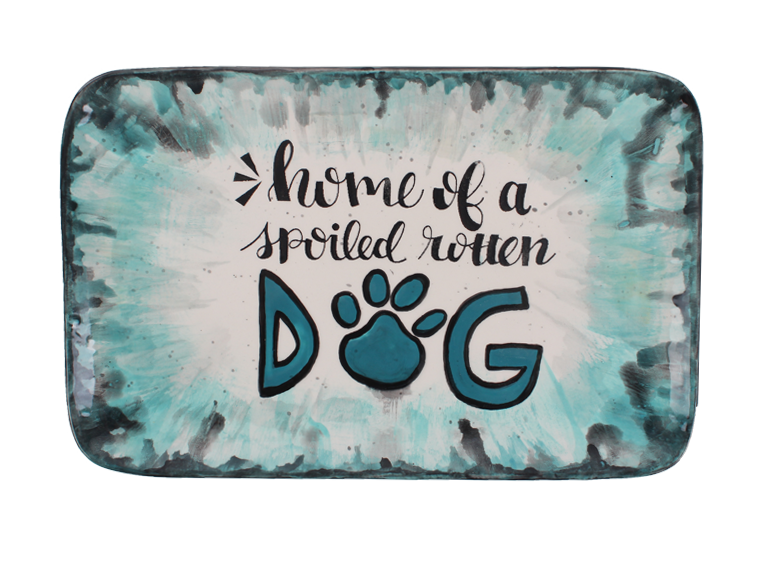 Bisque Spoiled Rotten Dog Plate (Case of 6)