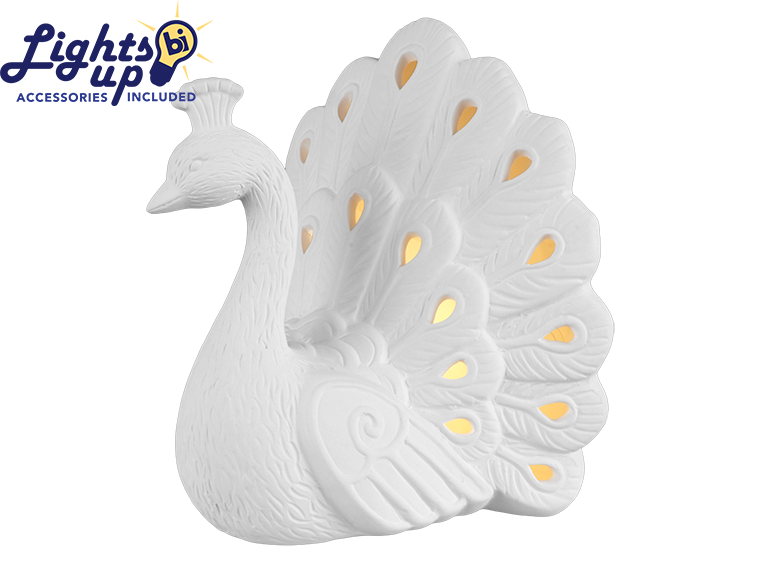 Bisque Lighted Twinkle Tail Peacock (Case of 1)