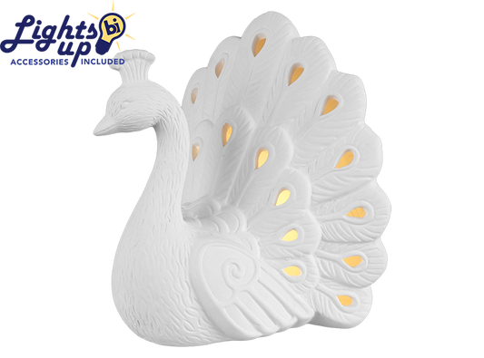 Bisque Lighted Twinkle Tail Peacock (Case of 1)