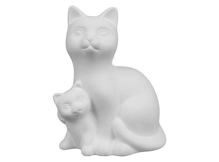 Bisque Mama And Baby Cat (Case of 4)