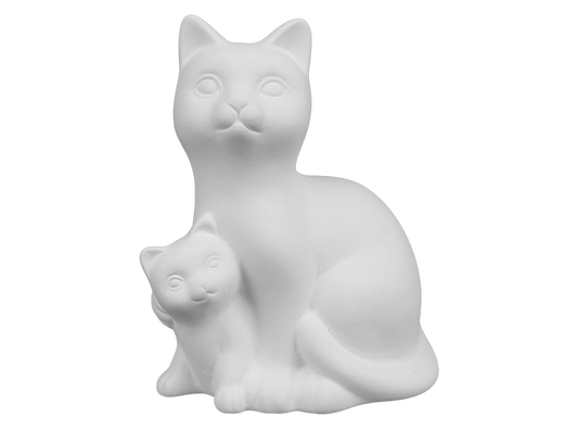 Bisque Mama And Baby Cat (Case of 4)