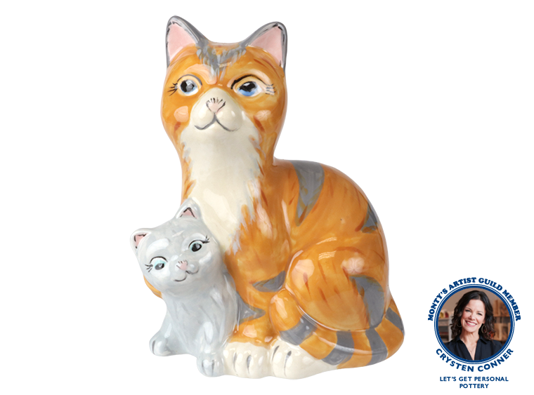 Bisque Mama And Baby Cat (Case of 4)