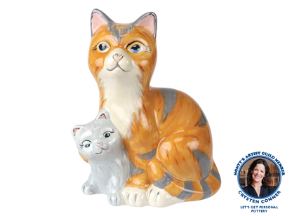 Bisque Mama And Baby Cat (Case of 4)