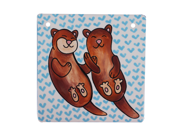 Bisque Otter Love Plaque (Case of 12)