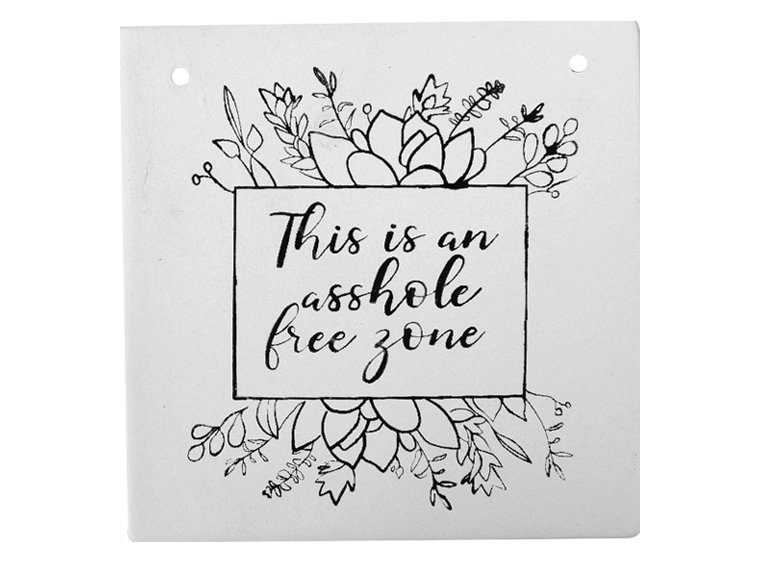 Bisque Asshole Free Zone Plaque (Case of 12)