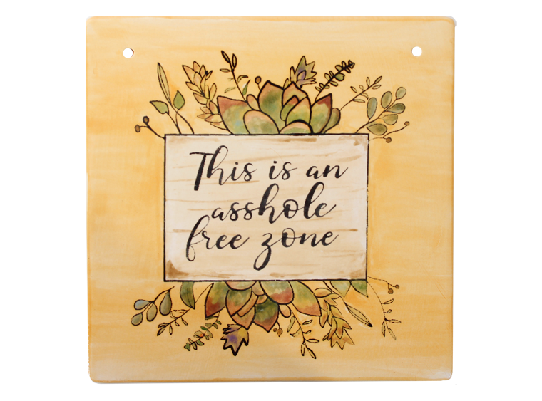 Bisque Asshole Free Zone Plaque (Case of 12)