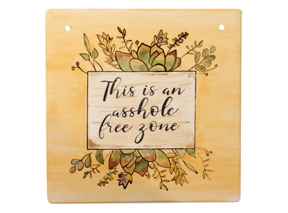 Bisque Asshole Free Zone Plaque (Case of 12)