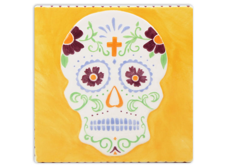 Bisque Day Of The Dead Tile (Case of 12)