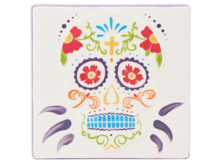 Bisque Day Of The Dead Tile (Case of 12)