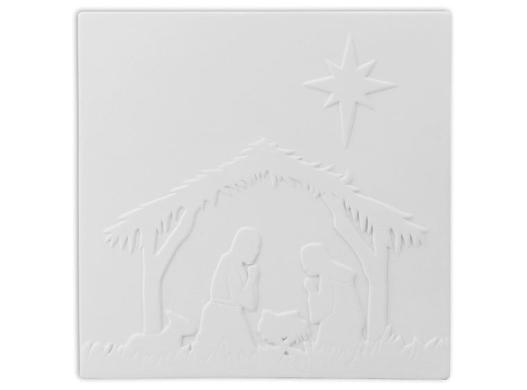 Bisque Nativity Scene Tile XL (Case of 6)