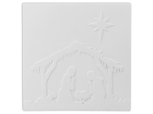 Bisque Nativity Scene Tile XL (Case of 6)