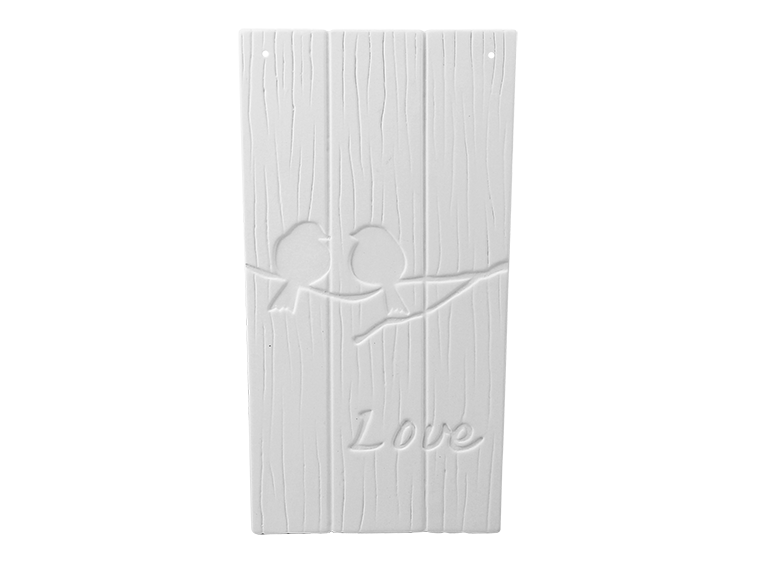 Bisque Lovebirds Tile Plaque (Case of 8)