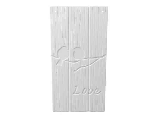 Bisque Lovebirds Tile Plaque (Case of 8)