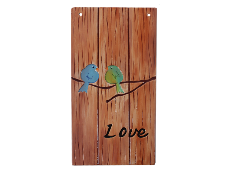 Bisque Lovebirds Tile Plaque (Case of 8)