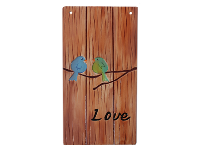 Bisque Lovebirds Tile Plaque (Case of 8)