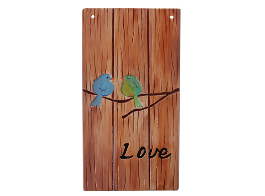 Bisque Lovebirds Tile Plaque (Case of 8)