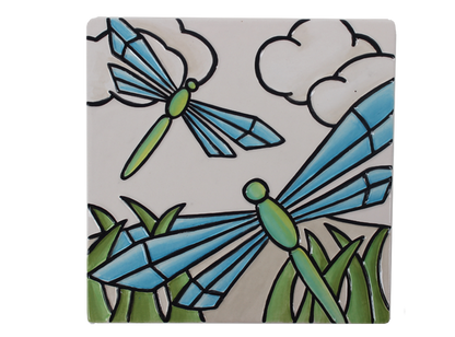 Bisque Dragonfly Tile (Case of 12)