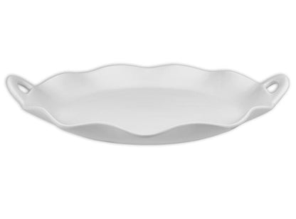 Bisque Scalloped Tray With Handles (Case of 2)