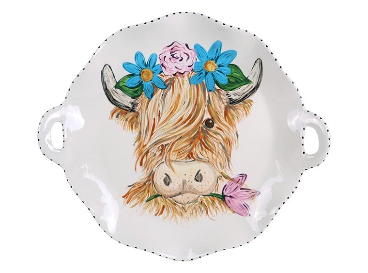 Bisque Scalloped Tray With Handles (Case of 2)