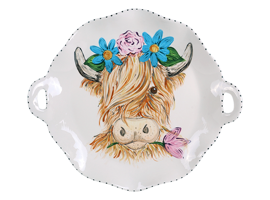 Bisque Scalloped Tray With Handles (Case of 2)