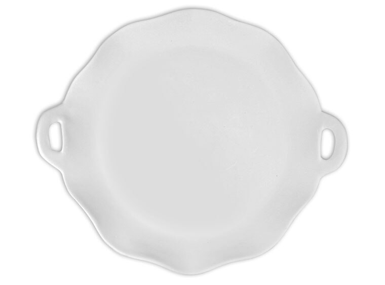 Bisque Scalloped Tray With Handles (Case of 2)