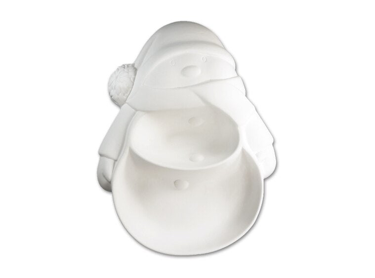 Bisque Snowman Section Dish (Case of 4)