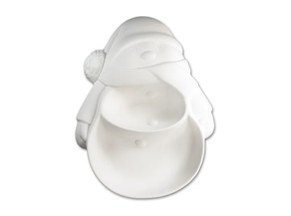 Bisque Snowman Section Dish (Case of 4)