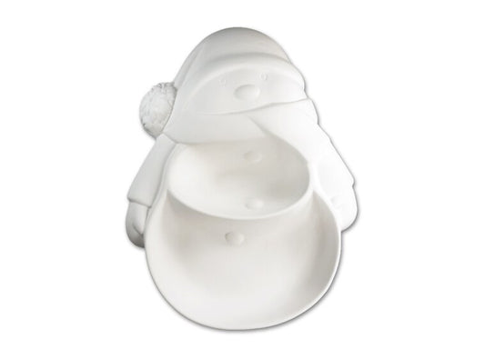 Bisque Snowman Section Dish (Case of 4)