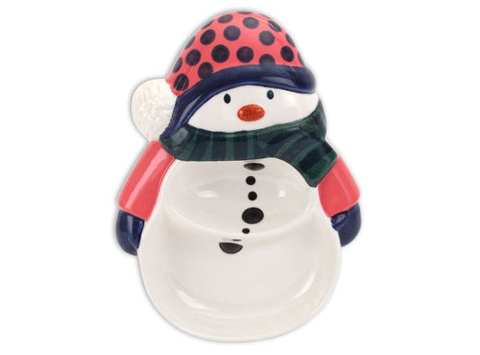 Bisque Snowman Section Dish (Case of 4)