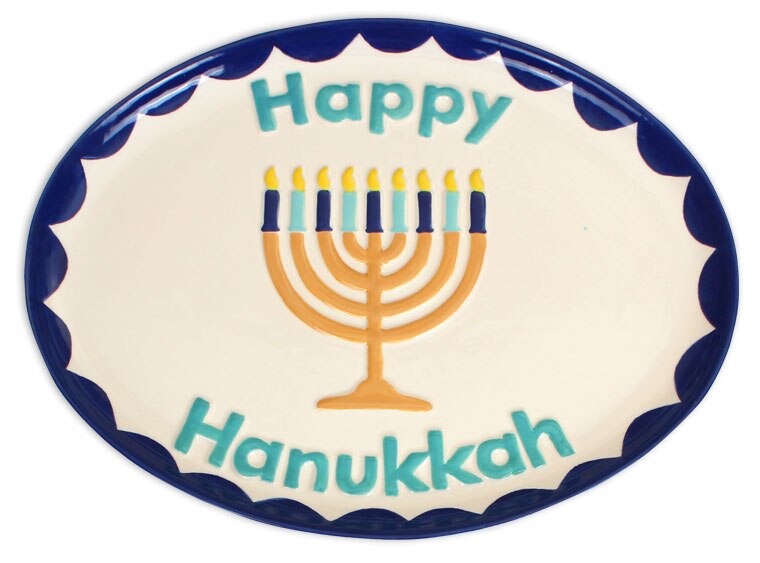 Bisque Happy Hanukkah Platter (Case of 4)