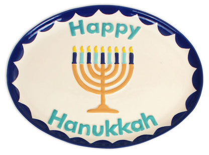Bisque Happy Hanukkah Platter (Case of 4)