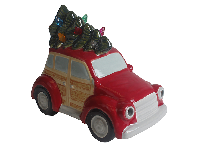 Bisque Lighted Christmas Station Wagon (Case of 1)