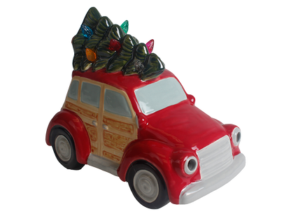 Bisque Lighted Christmas Station Wagon (Case of 1)