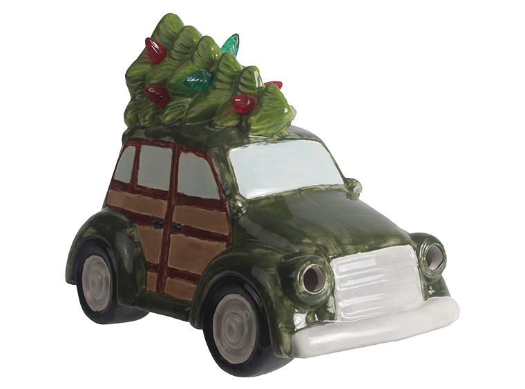 Bisque Lighted Christmas Station Wagon (Case of 1)