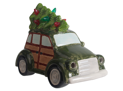 Bisque Lighted Christmas Station Wagon (Case of 1)