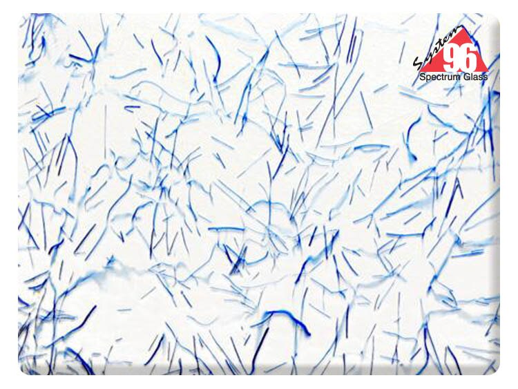 Blue Streamer & Bits On Clear Glass Slab (Case of 1)