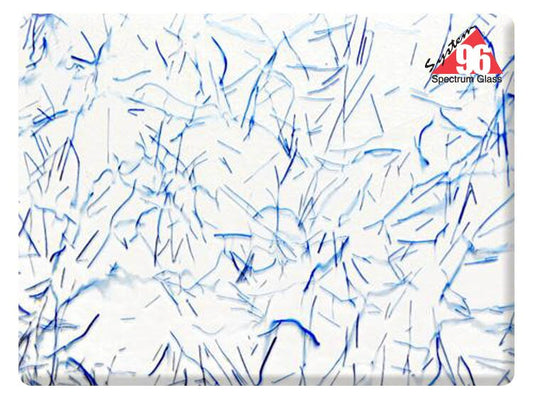 Blue Streamer & Bits On Clear Glass Slab (Case of 1)